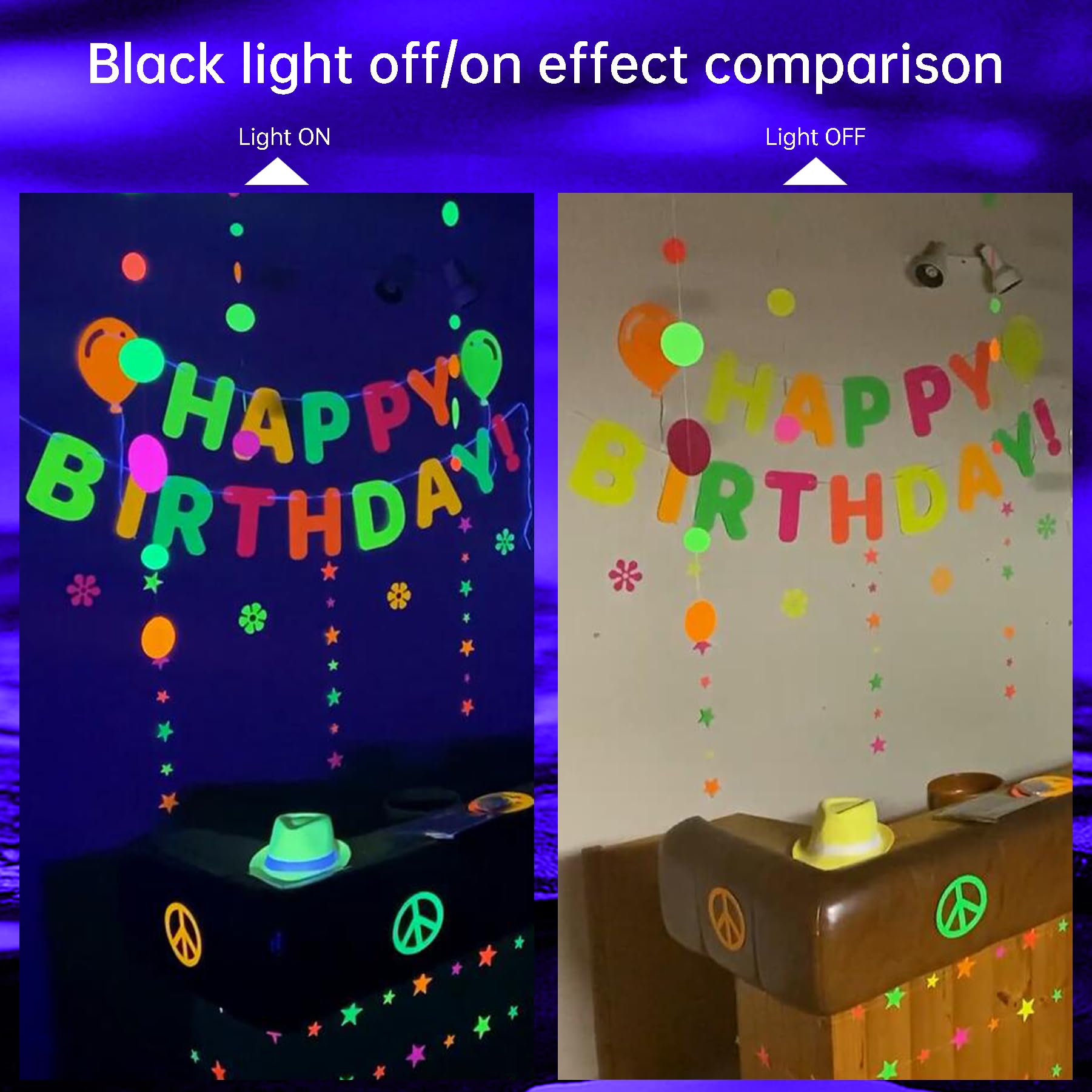 OUSIDE 2 Pack 150W LED Black Light, UV Black Lights for Glow Party, IP66 Waterproof UV Flood Light for Blacklight Party, Halloween, Fluorescent Poster, Body Painting,Birthday Party,Nightclubs,Glow Day