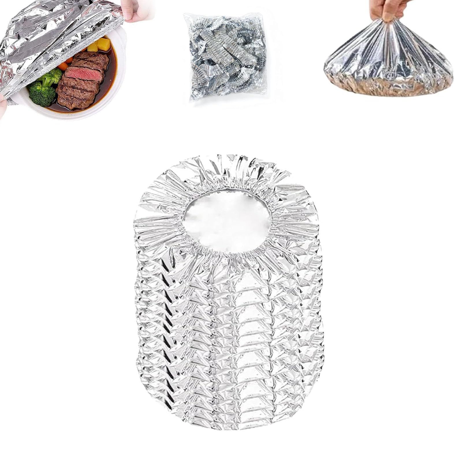 Cobertores De Aluminio Para Comida, Reusable Aluminum Foil Food Covers, Insulated Food Cover with Aluminum Lining, Aluminium Foil Elastic 𝐅ood Bowl Storage Cover for Meals Vegetables Fruits (20PCS)
