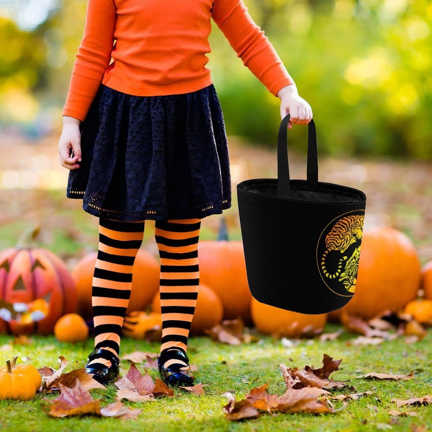 Ying And Yang Dragon Tiger Halloween Treat Bag Reusable Candy Basket Tote Goody Bags Gift Party