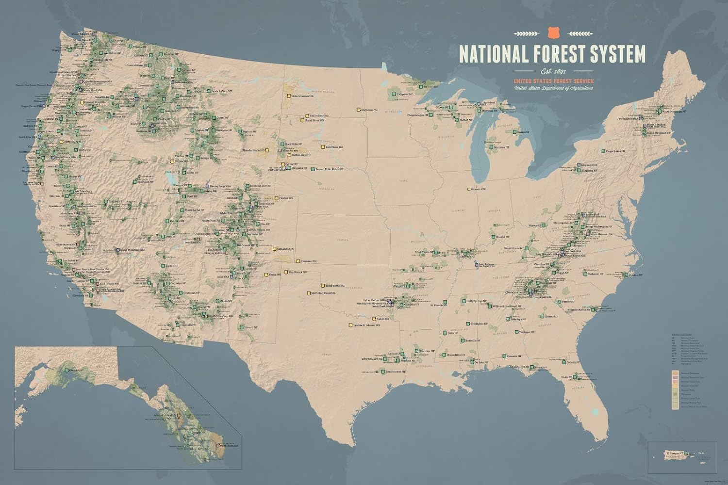 Amazon Com US National Forest System Map 24x36 Poster Tan Slate 71uAkOuDQFL. AC SL1500 