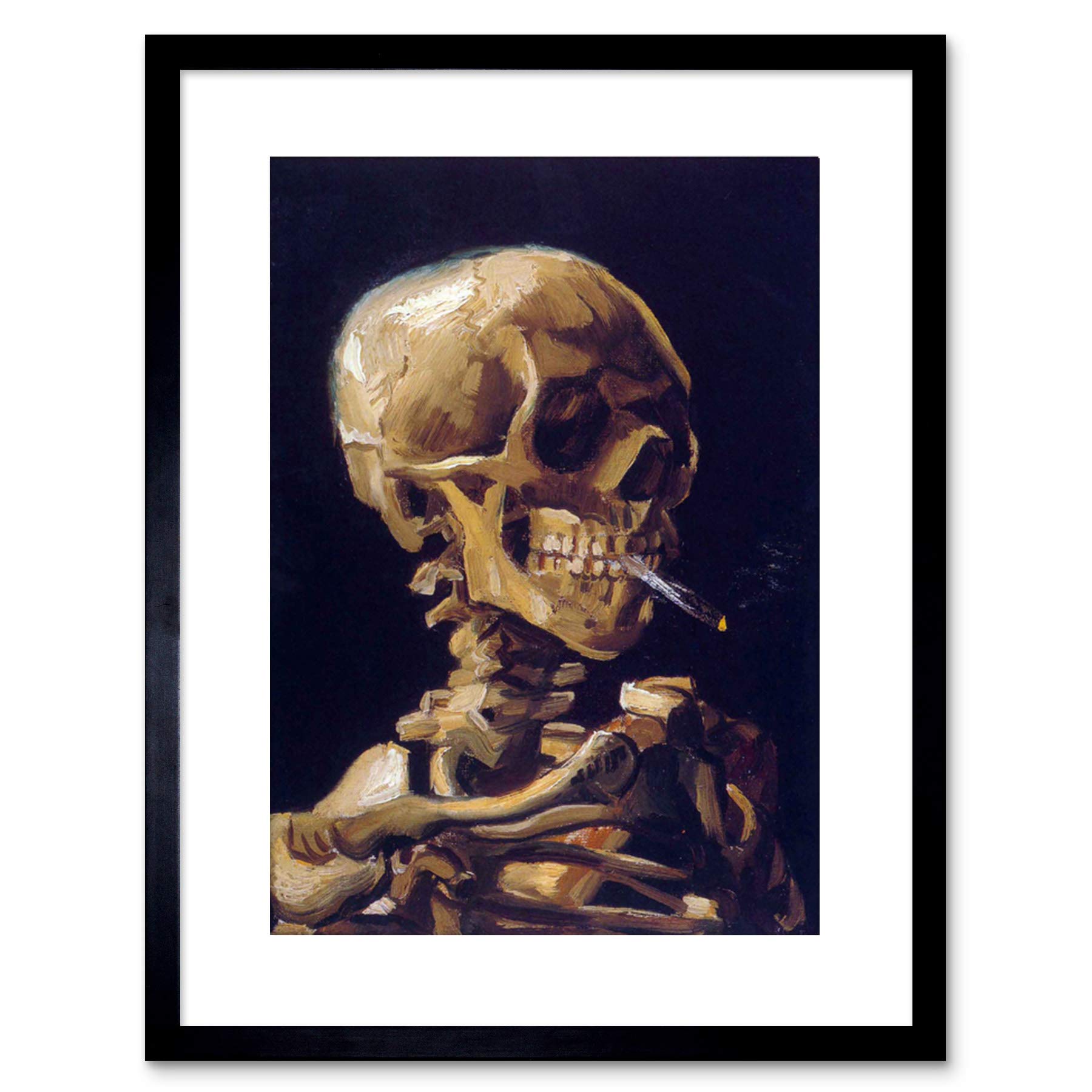 Wee Blue Coo Vincent Van Gogh Skull With A Burning Cigarette Framed Wall Art Print
