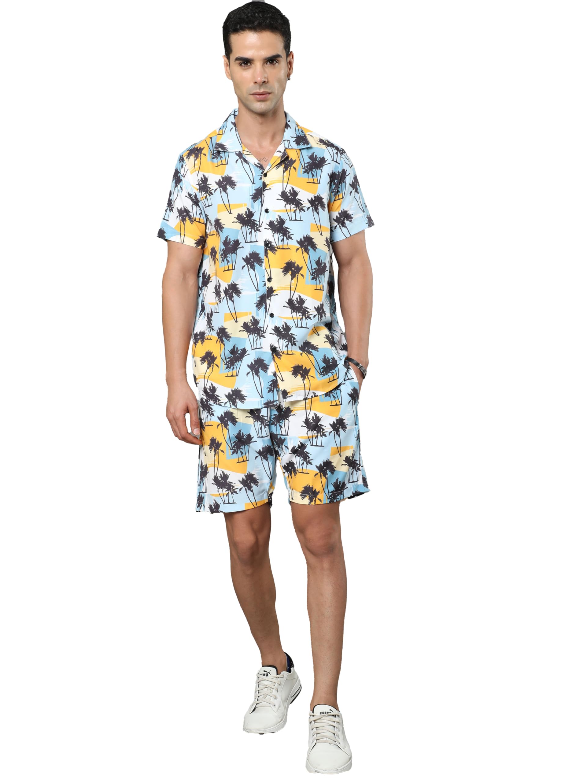 bushirt Mens Printed Regular White Color Night Suit Set-MNS0209-picture-24