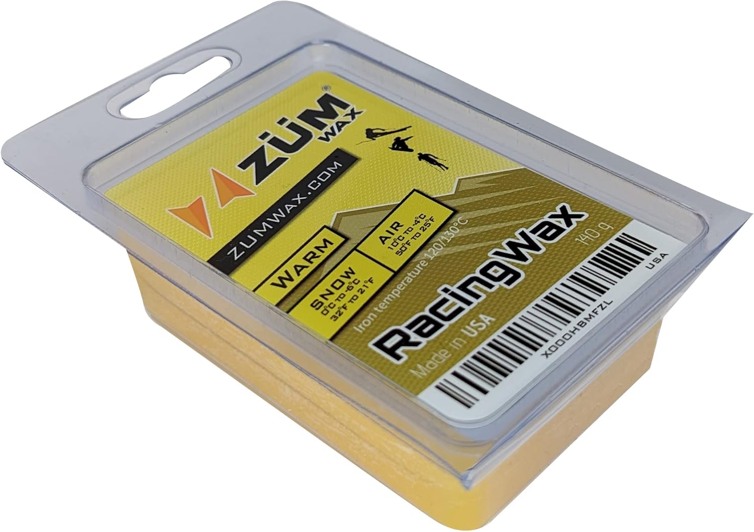 ZUMWax Ski/Snowboard Racing Wax Warm Temperature 100 Gram