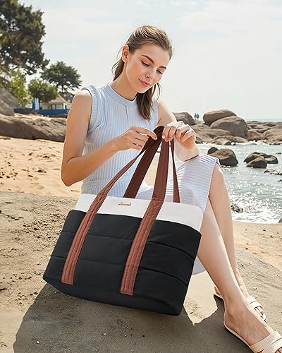 Miniatura 34 de LOVEVOOK Tote Bag for Women, Large Puffer Work Tote Laptop Bag, Lightweight Travel Tote Bag with Zipper Gifts for Women