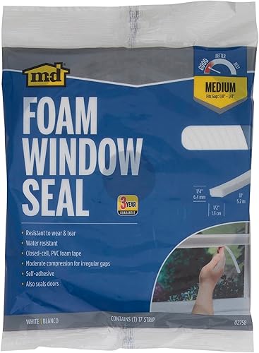 Miniatura 4 de Cinta de espuma 02758 de MD Building, de 14 pulgadas x 12 pulgadas x 17 pies Cinta de espuma de alta densidad, color blanco., 2758