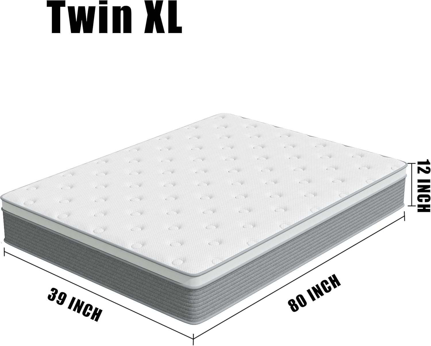 Twin XL Mattreess,12 Inch Medium Firm Twin XL Bed Mattress in a Box for Pressure Relief, Fiberglass Free & No Odor, CertiPUR-US