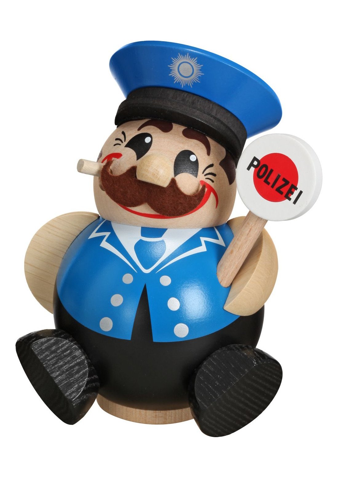 Figurine de fumeur policier en bois Seiffener Volkskunst pour une ambiance chaleureuse en hiver