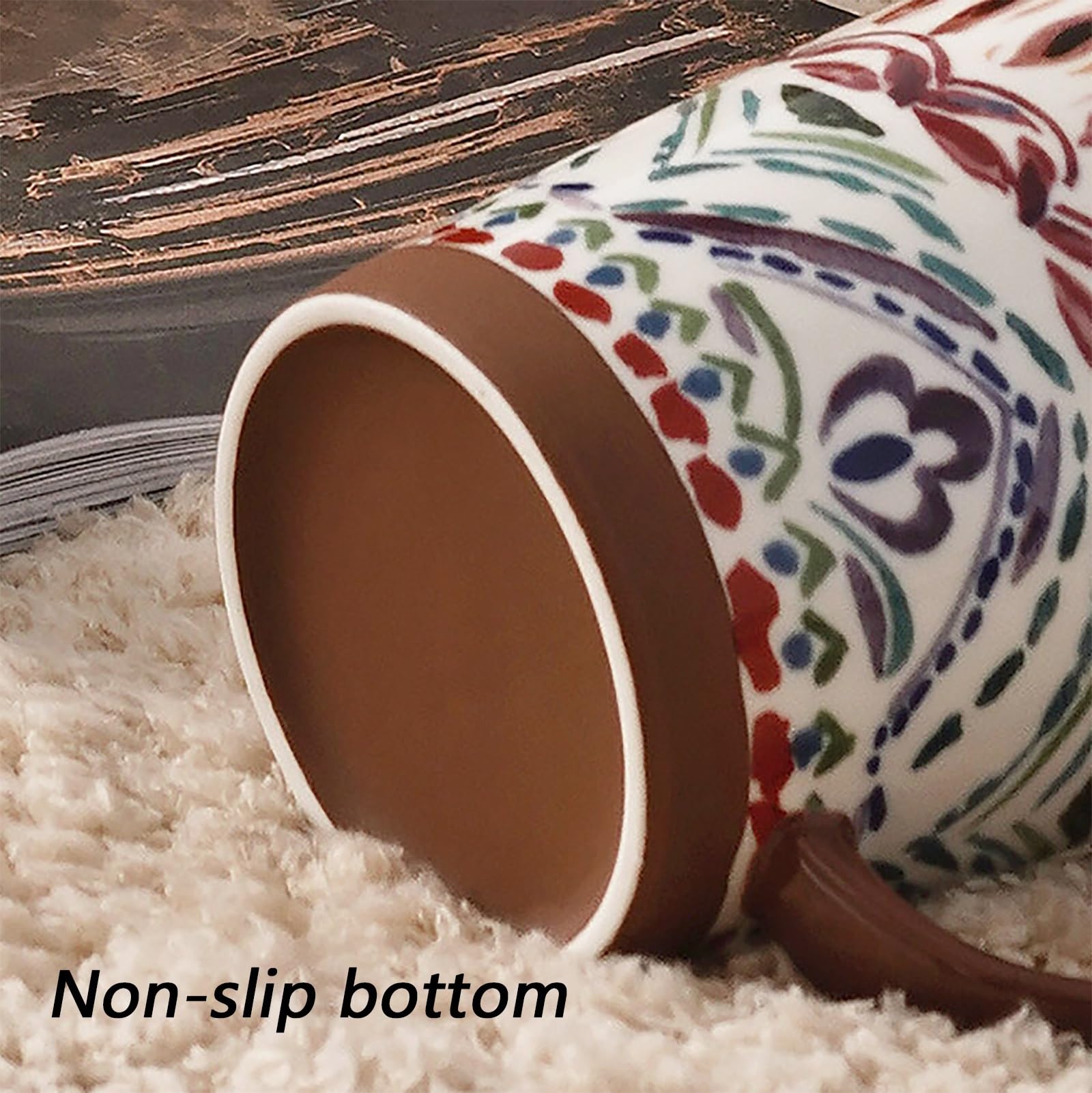 Kreative Handbemalte Kaffe Becher, Trinkbecher mit Henkel, Retro & Stilvoll, Rutschfest & Verbrühungssicher, Ein Tolles Geschenk für Zuhause und Das Büro(Natural4)