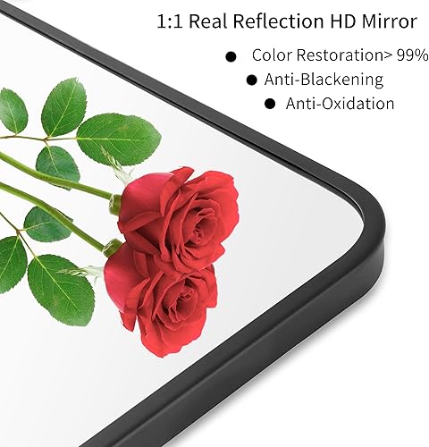 Miniatura 10 de LEDLUX Espejo de pared de baño de 36 x 48 pulgadas con marco de metal negro mate y vidrio HD, espejos de tocador grandes modernos rectangulares con