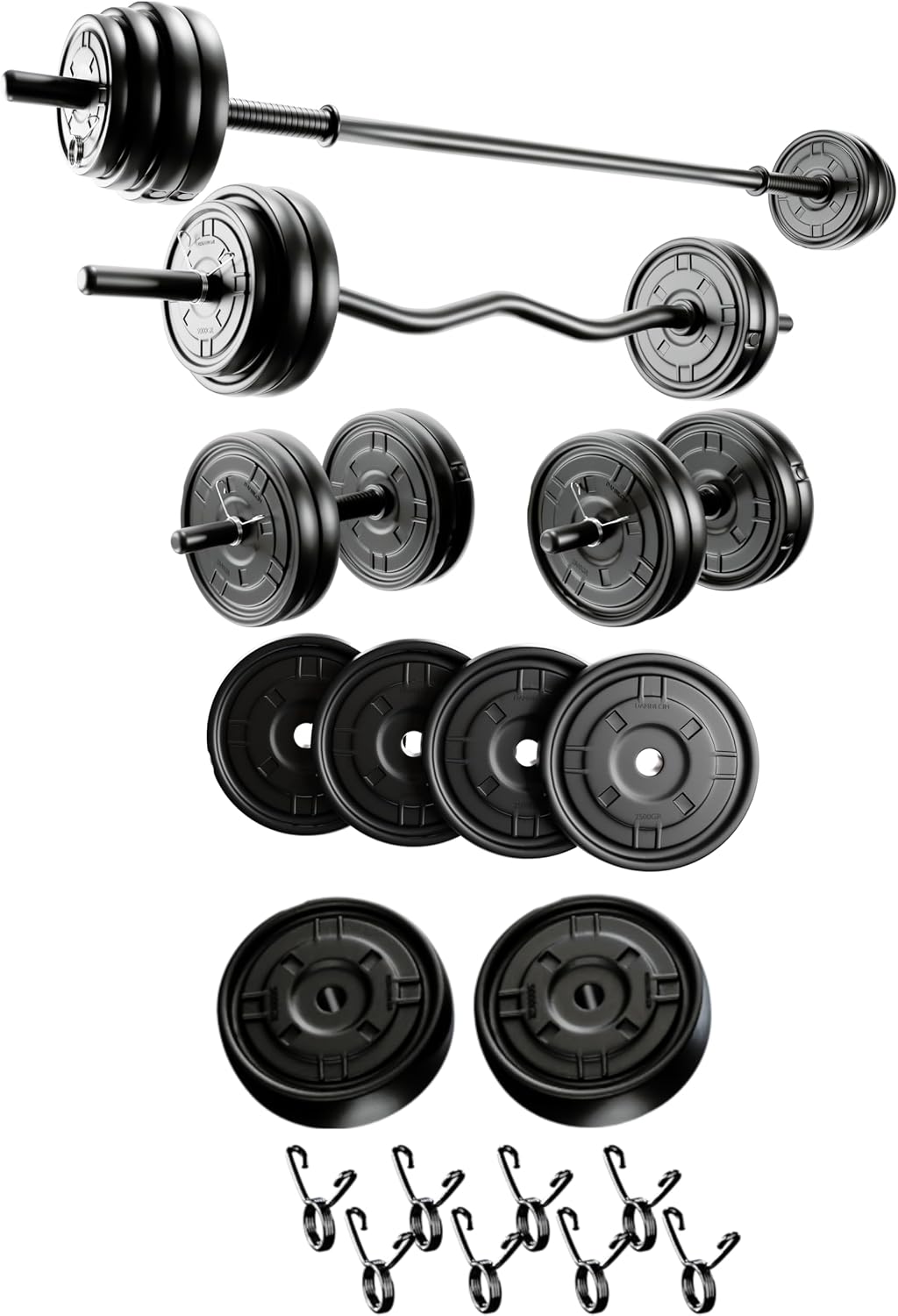 23 kg MEGASET Halter Seti ve Dambıl Seti Ağırlık Fitness Seti