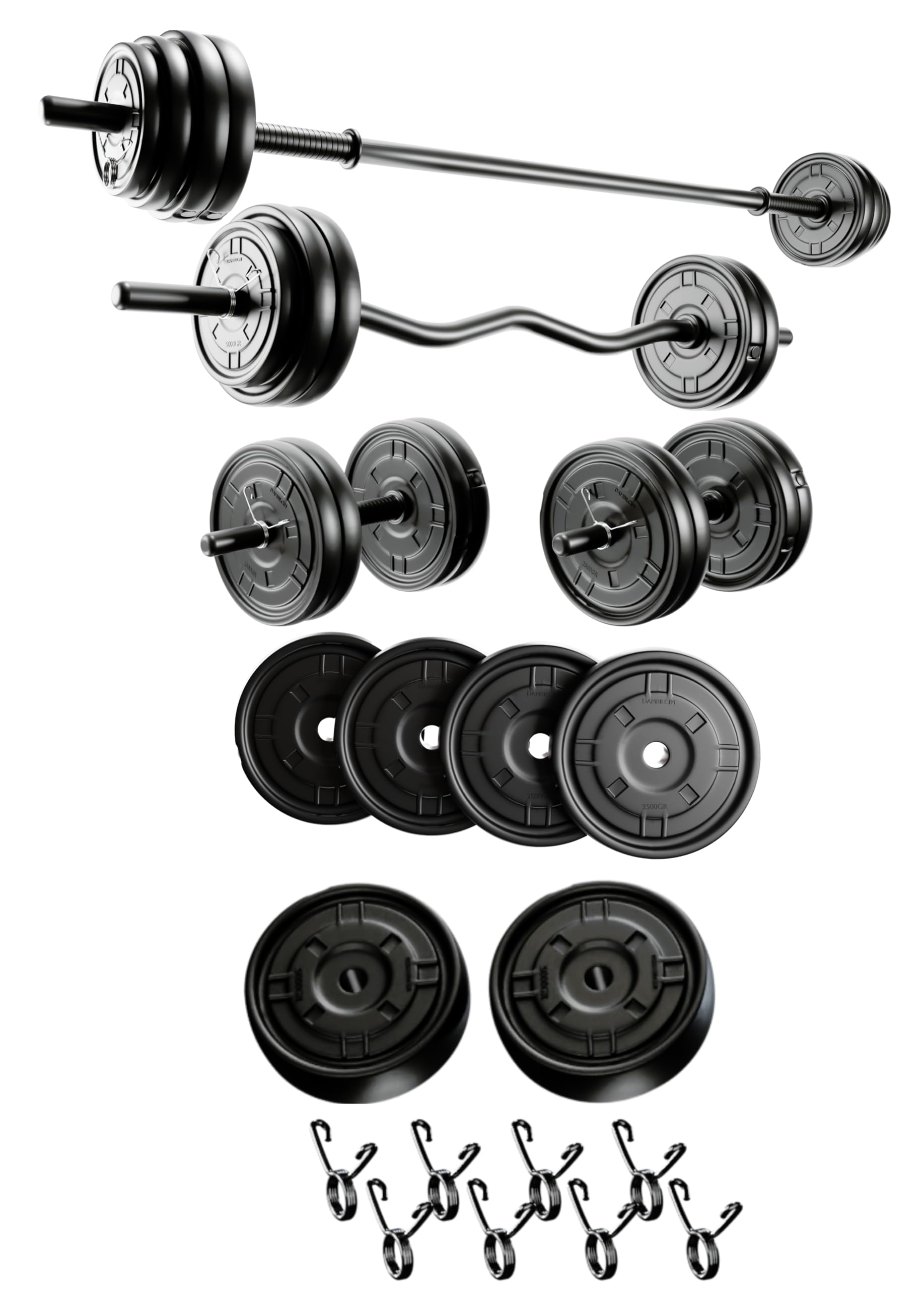 Moccastyle 23 kg MEGASET Halter Seti ve Dambıl Seti Ağırlık…
