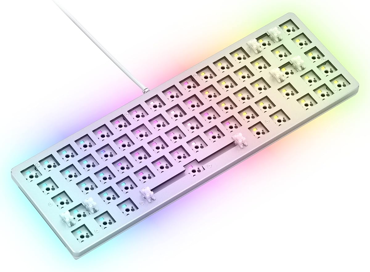Gaming GMMK 2 Compact 65% Barebones (Frame Only) - Mechanical Gaming Keyboard Frame, Compact TKL Size (65%), Aluminium, Customisable, Per Key RGB, American QWERTY Layout - White