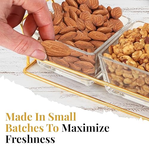 Miniatura 13 de Cesta de regalo de frutos secos, 7 platos seccionales con una variedad de nueces recién tostadas, regalo bellamente empaquetado para cumpleaños