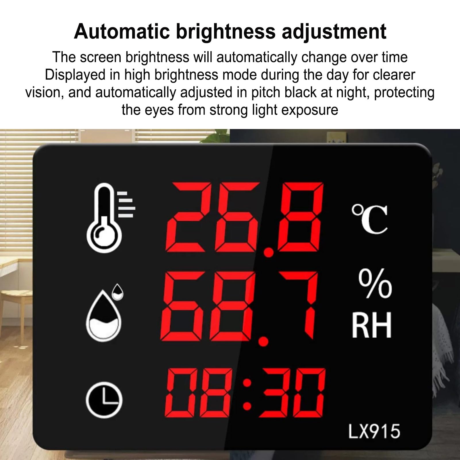 Termómetro industrial higrómetro digital de temperatura y humedad con pantalla LED y ajustes de alarma de temperatura y humedad para talleres de fábrica, almacenes, invernaderos