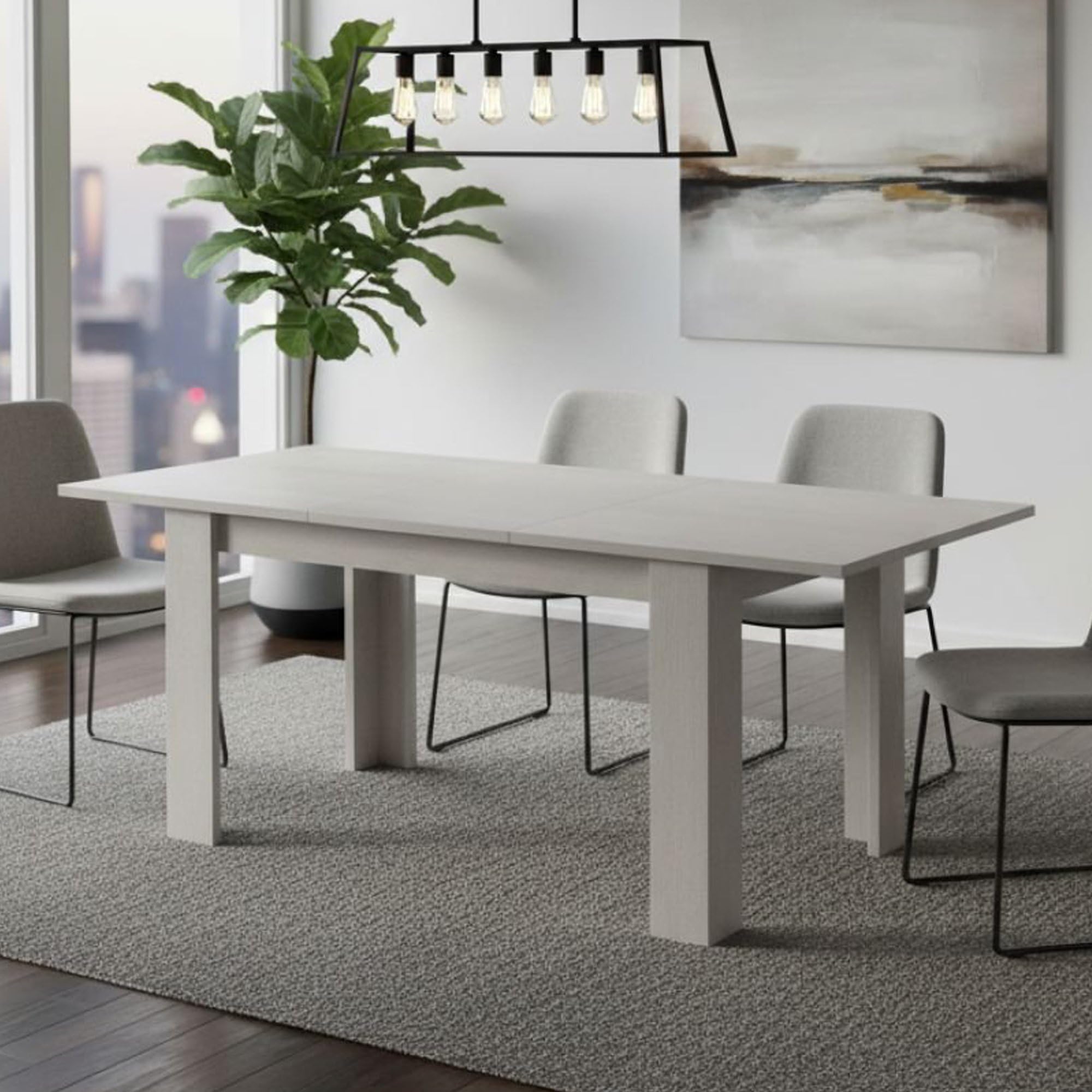 Dmora Weiß Ausziehbarer Esstisch, Ausziehbare Konsole, Moderner Tisch Mit Auszug, 160 / 220X88h80 Cm, Farbe