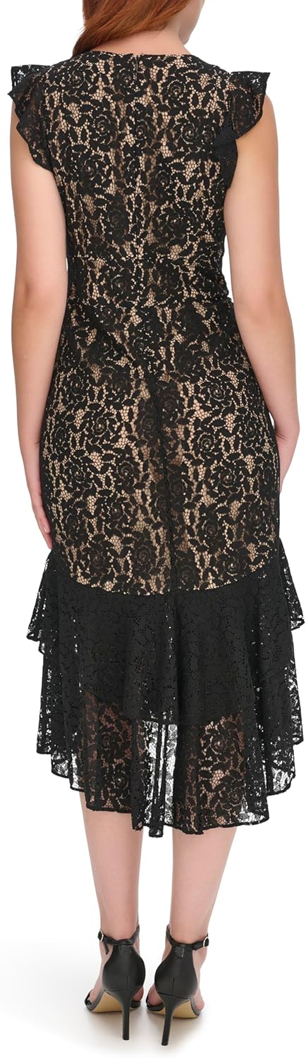 Tommy Hilfiger Womens V-Neck Empire Waist Flutter Sleeve Dress - Image 2