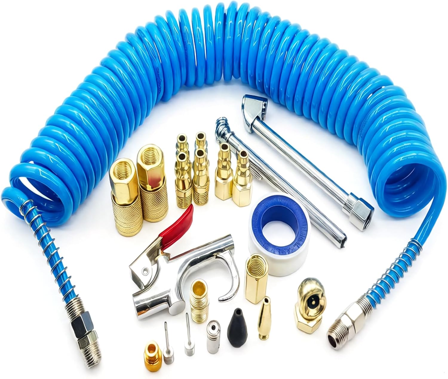 22PCS Air Compressor Accessories Kit, 25FT Hose with Air Blow Gun, Tire Inflator, Tire Gauge, Universal 1/4" NPT Kit for Air Tools
