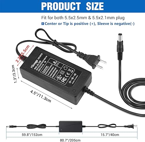 Miniatura 6 de Facmogu Adaptador de corriente de 12 V 5 A CA 100-220 V a CC 60 W fuente de alimentación de enchufe de EE UU para monitor LCD tira de luz LED DVR