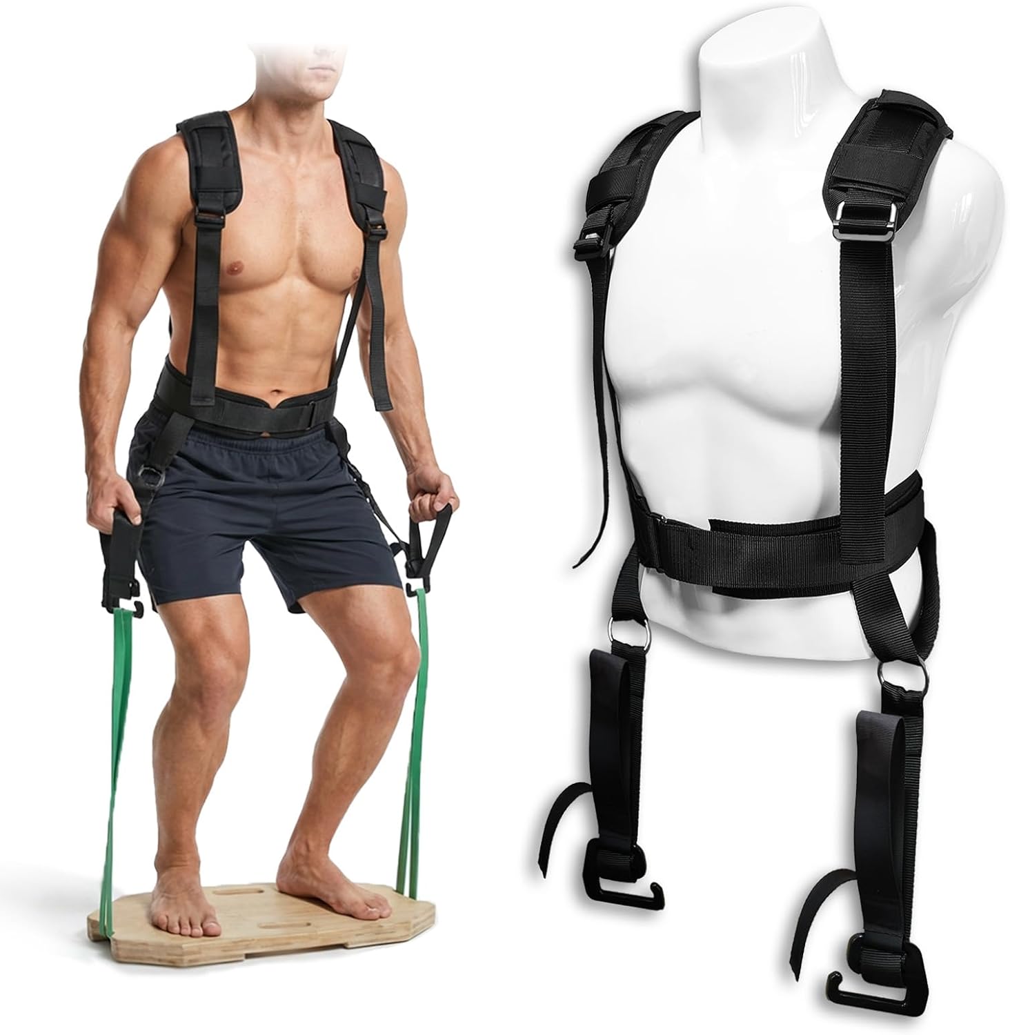 Belt Squat Harness Vest for Resistance Bands, Adjustable Squat Vest with Padded Shoulder Support,Lower Body Leg Day Equipment for Glutes & Quads，Home Gym Training