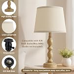 GyroVu Lamps for Bedroom, 20.5" Beside Lamps Set of 2, Farmhouse Nightstand Lamp with Linen Fabric Lampshade, Rotary Switch, Table Lamp for Living Room Bedroom Office (Brown)