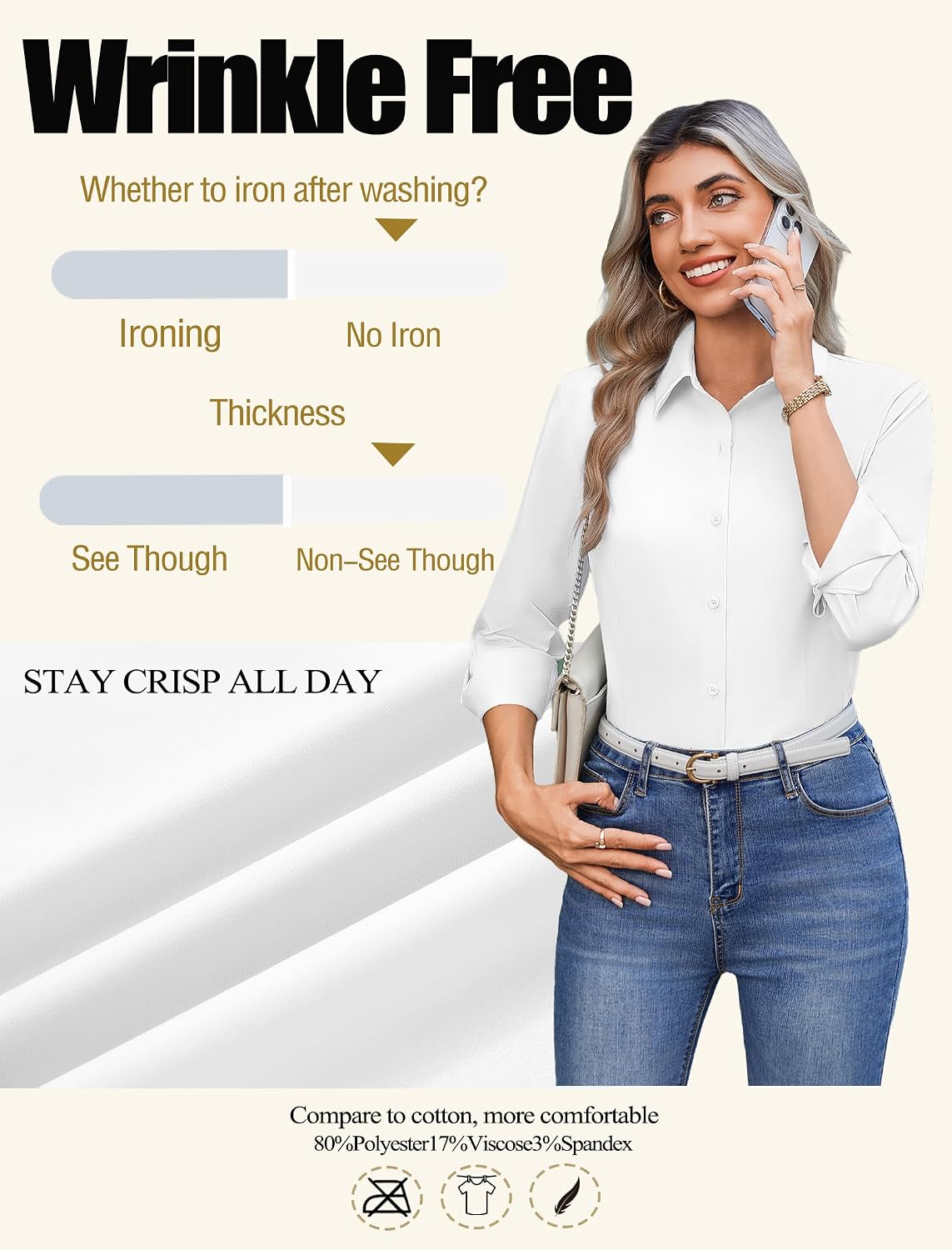 Zeagoo Button Down Shirts for Women Wrinkle Free Long Sleeve Work Tops image 4