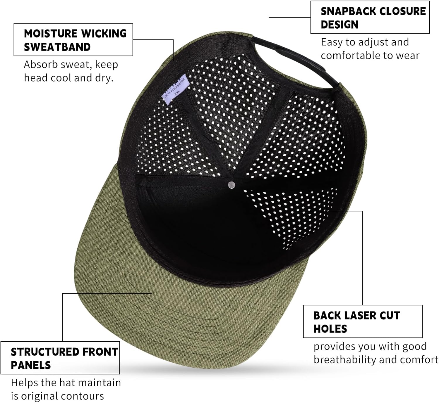 Oversize XXL Blank Flatbill Mesh Snapback Cap for Big Head 23.6"-25.6" Extra Large 6 Panel Camper Style Hat Baseball Cap - Image 4