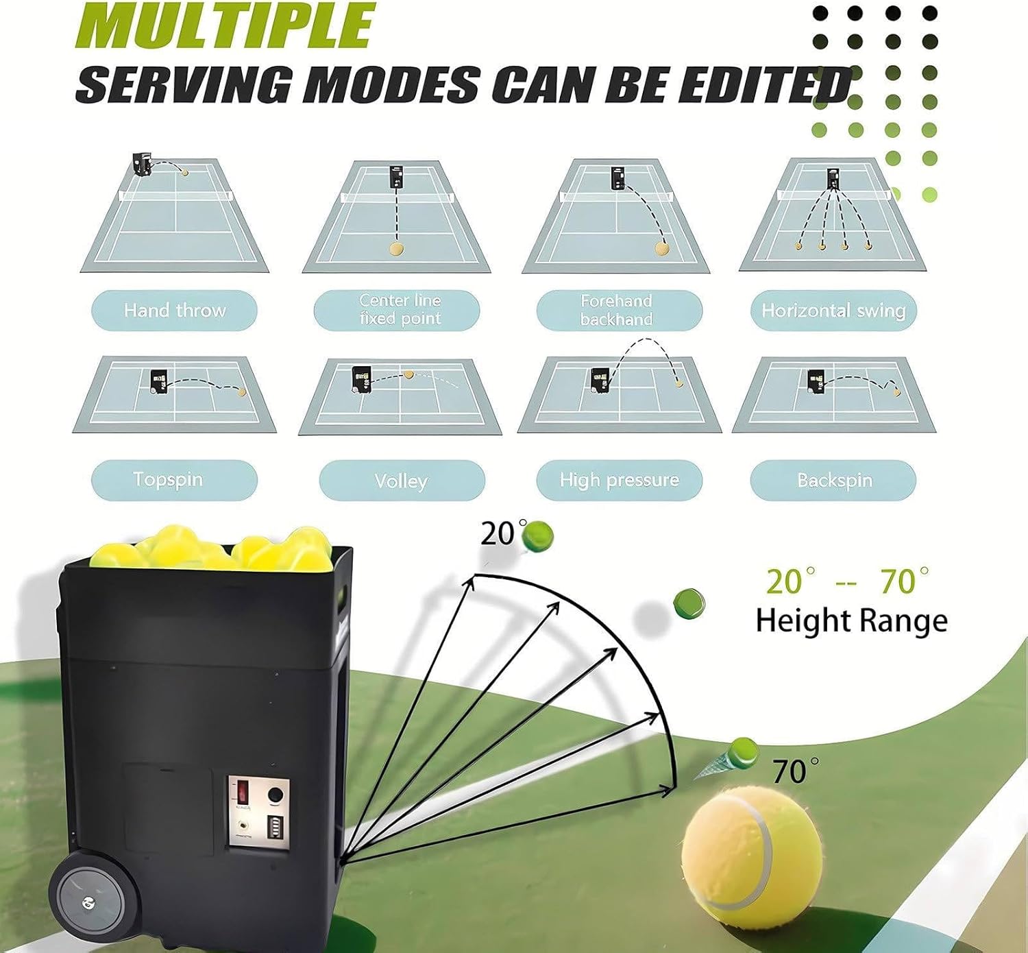 Tennis Ball Machine Advanced Smart Programming- High Capacity with App/Remote, Adjustable Serve Speed & Outdoor Training for Beginners Solo Training Sports