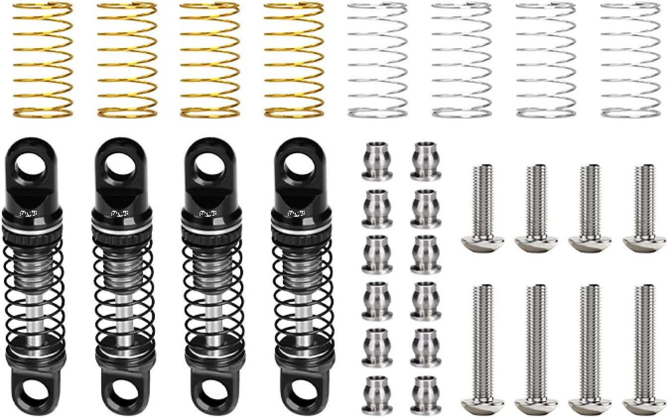 GPM for Axial SCX30 1/30 Ford Bronco & Jeep Wrangler JLU -Adjustable Alloy Shock Absorber Set (4pcs 22mm) Premium Quality Smooth Performance (Black)