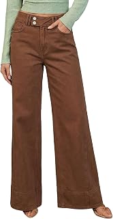 Sidefeel Women's Wide Leg Jeans High Waisted Stretchy Baggy Denim Pants | Double-Button Closure, Extended Placket, Full length, Boyfriend fit, Trendy Comfy Cute, Fashion Clothing, Dressy Casual Wear