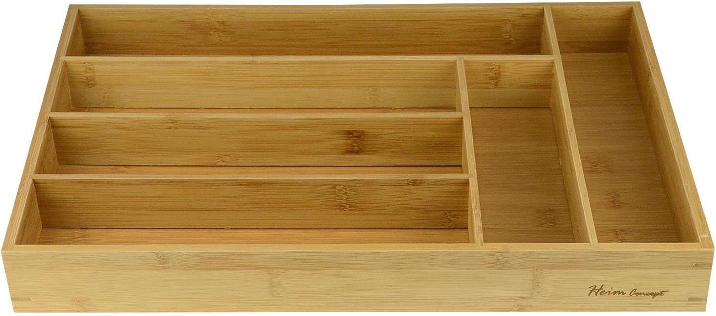Heim Concept Drawer Organizer Bamboo Cutlery Tray Silverware Organizer/Utensil Holder, Drawer Dividers Organizer for Silverware, Flatware, Knives in Kitchen