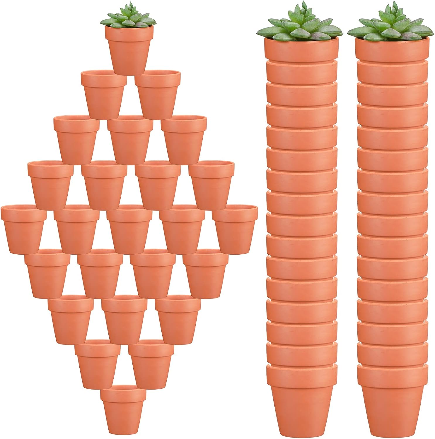 60 Pack 3 Inch Mini Terracotta Pots Bulk Pottery Clay Planters Mini