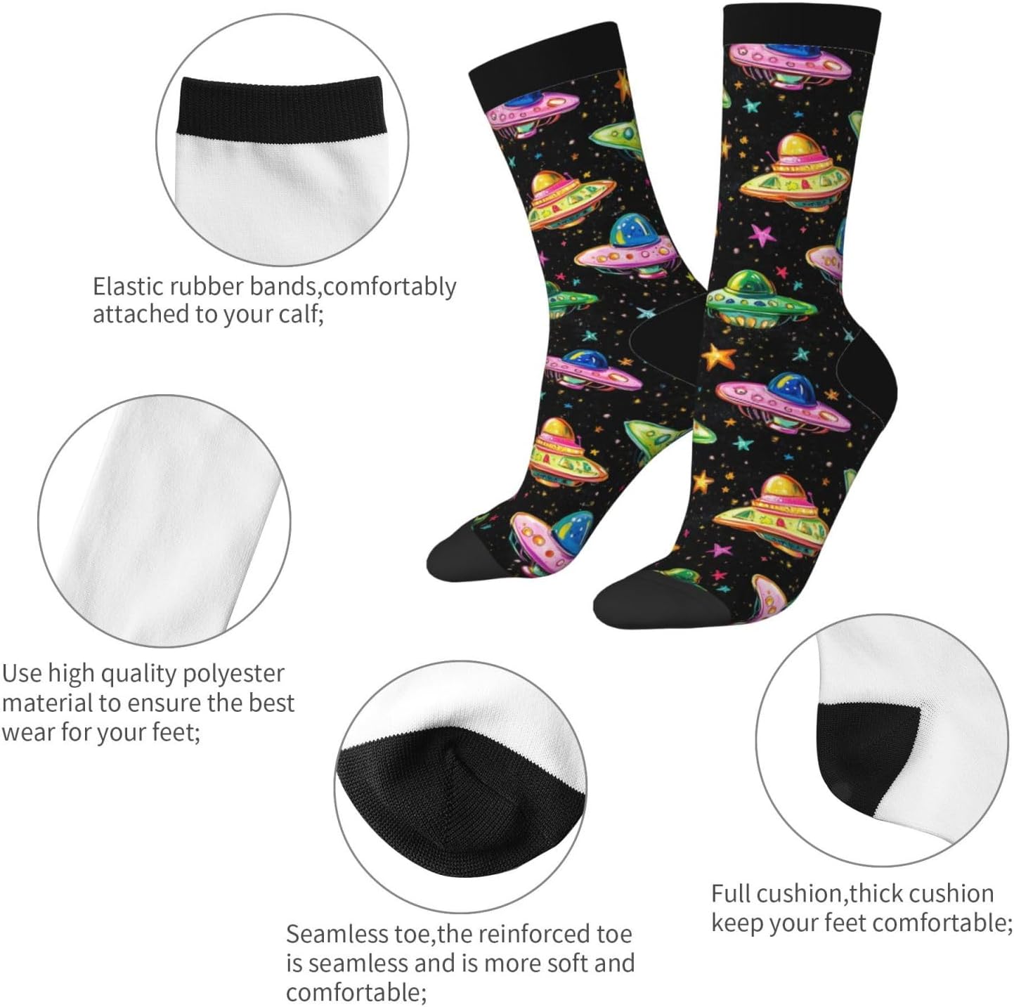 Alien Funny Socks Novelty Crew Socks For Women Men - Image 5