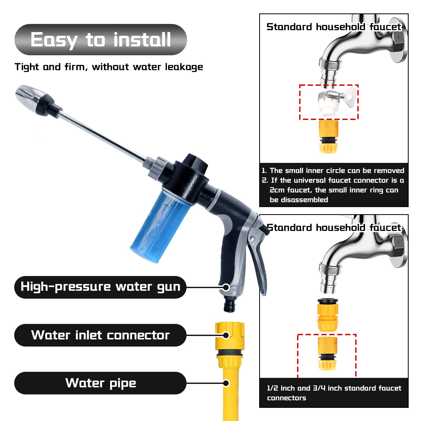 Aquoxis Pressure Washer,2026 New Portable High Pressure Hose Hawk Pressure Washer Gun with Adjustable Spray Nozzle,Handheld Cleaning Machine for Car,Patio,Garden and Outdoor Surfaces — view 6