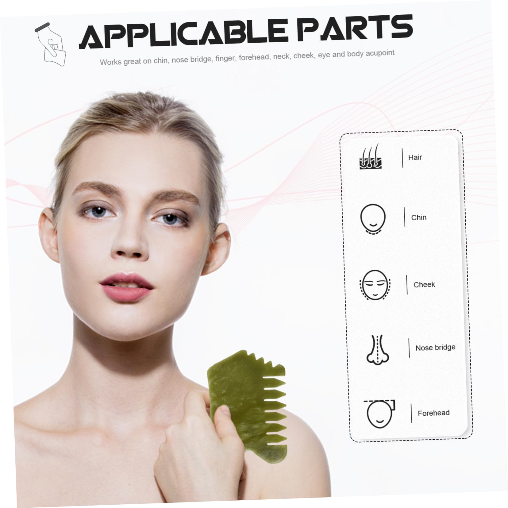 Healvian 5 Pièces Xiuyan Jade Peigne De Massage Point De Déclenchement Outil De Massage Grattage Outil De Massage Tête Peigne De Massage Point Pierre De Jade Grattoir Guasha Peigne À