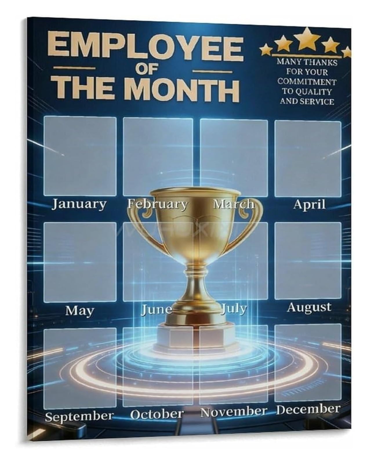 RNUMLIGH Staff Appreciation Display Poster Celebrating Employee of the Month Canvas Print(Unframed,08x12inch(20x30cm))