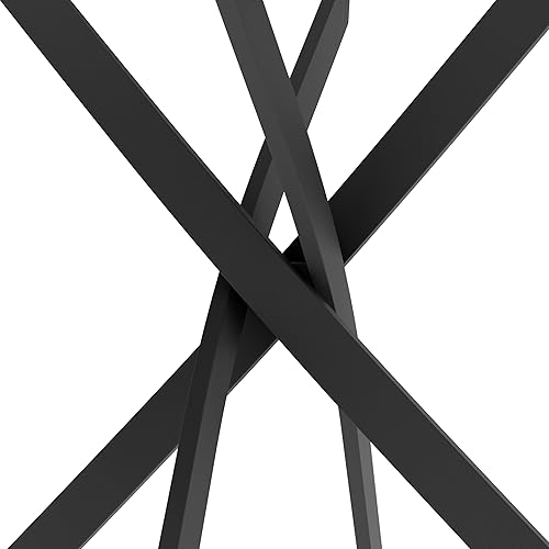 Miniatura 6 de Mesa de comedor redonda para 2-4, 31.5 pulgadas, mesa de cocina pequeña de vidrio templado con patas negras de metal, mesa de comedor moderna para