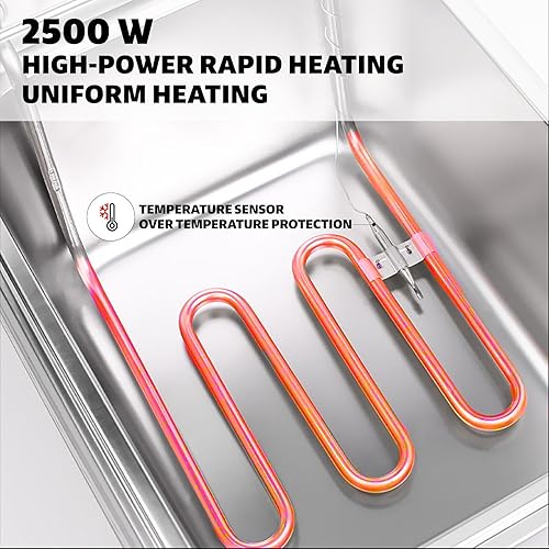 Miniatura 3 de Freidora eléctrica grande de 1600 W de 6 litros con 1 cesta de freír, freidora eléctrica para uso doméstico y comercial, temperatura ajustable,