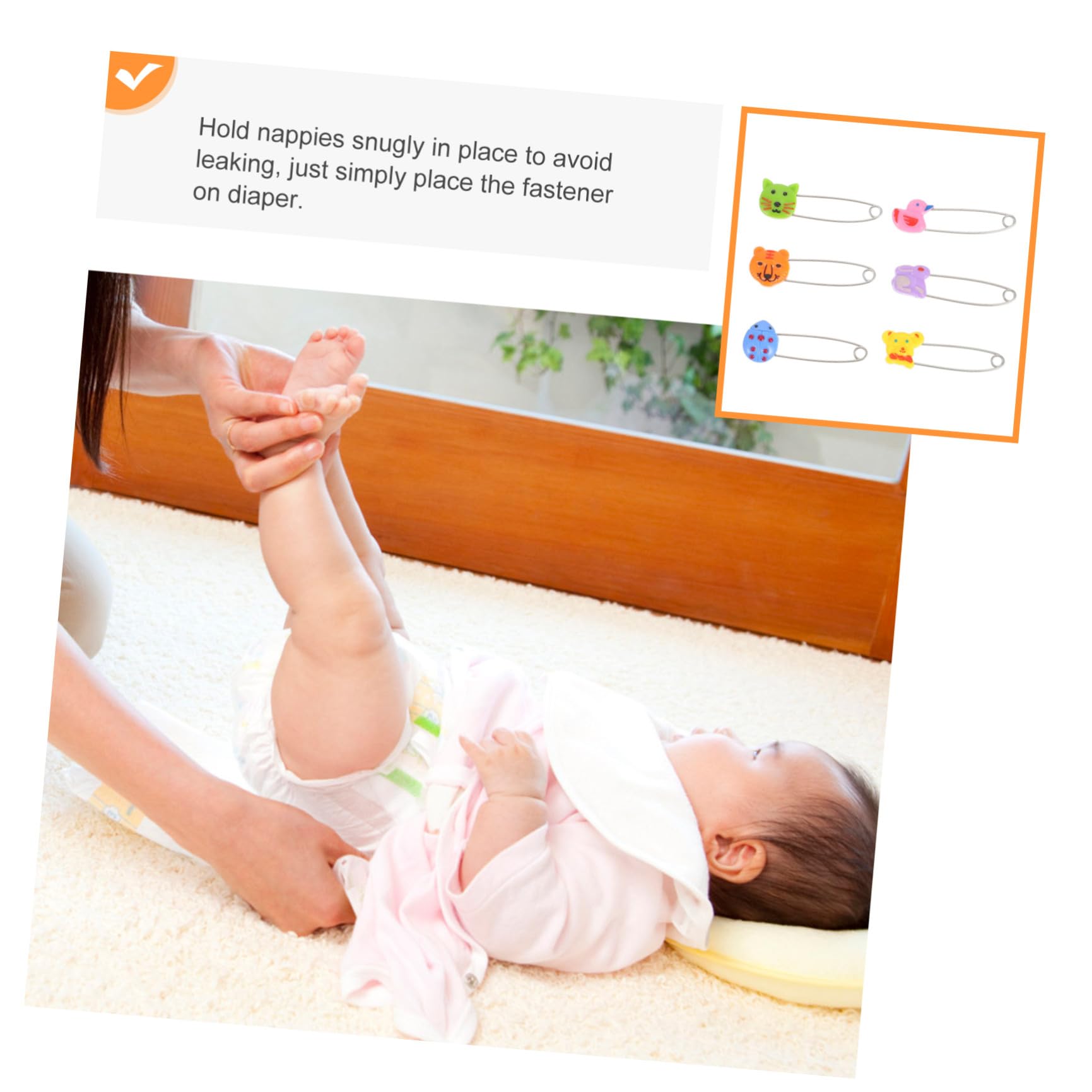 DOITOOL Imperdibles para Pañal de Ñiño Cabezal de Animal, Pin de Recién Nacido, Acero Inoxidable, Seguro y Ajustable para Pañales y Ropa, 30 Piezas, Adecuado para Cuidado Infantil