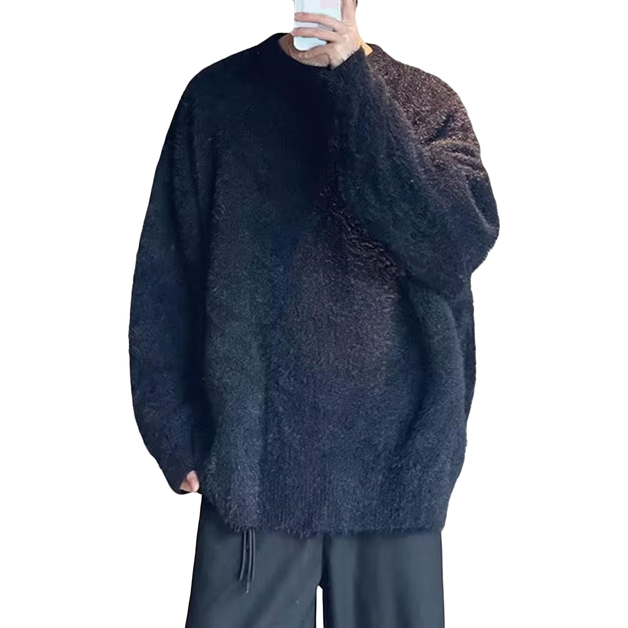 Suéter de punto estilo perezoso con cuello redondo y textura suave 8