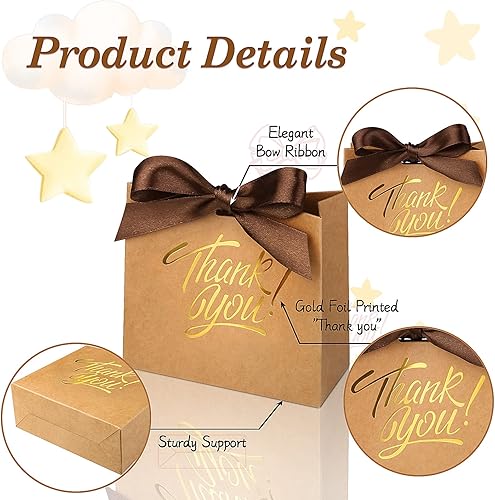 Miniatura 9 de DOYIDE Paquete de 60 pequeñas bolsas de regalo de agradecimiento, 4.5 x 1.8 x 3.9 pulgadas, cajas de regalo de fiesta con cinta de lazo, pequeñas