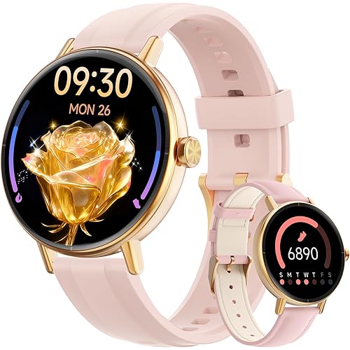 Smart Watch for Women,1.57" Touch Screen Smartwatch for iPhone& Samsung& Android,Answer/Make Call,Fitness Tracker with Heart Rate/SpO2/Sleep Monitor,IP68 Waterproof,110+ Sports Mode,2 Bands