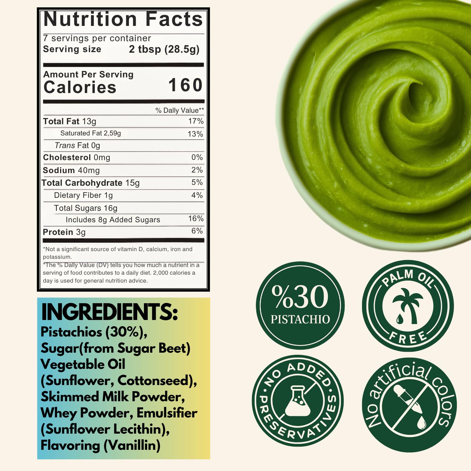 Jatisse Pistachio Cream 17 6oz 30 Antep Pistachio Butter Spread No Palm Oil Sweet Natural Cream for Dubai — view 2