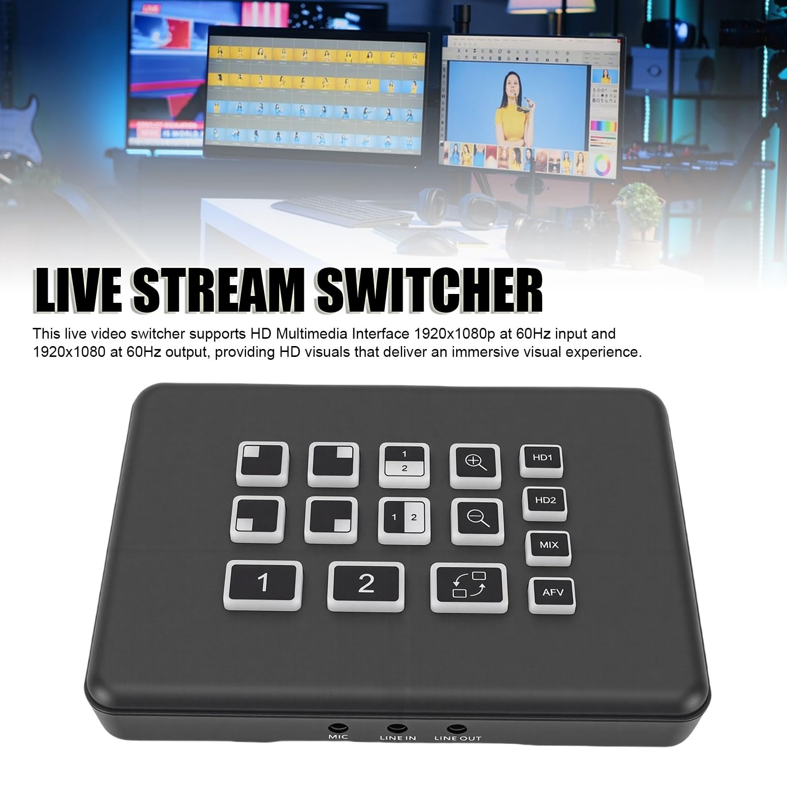 Trasmissione Ad Alta velocità del Commutatore Mixer Video (Spina | Alta Risoluzione, Alta Risoluzione, Acquisizione Integrata di Audio e Video, Trasmissione Ad Alta velocità e Latenza Ultra