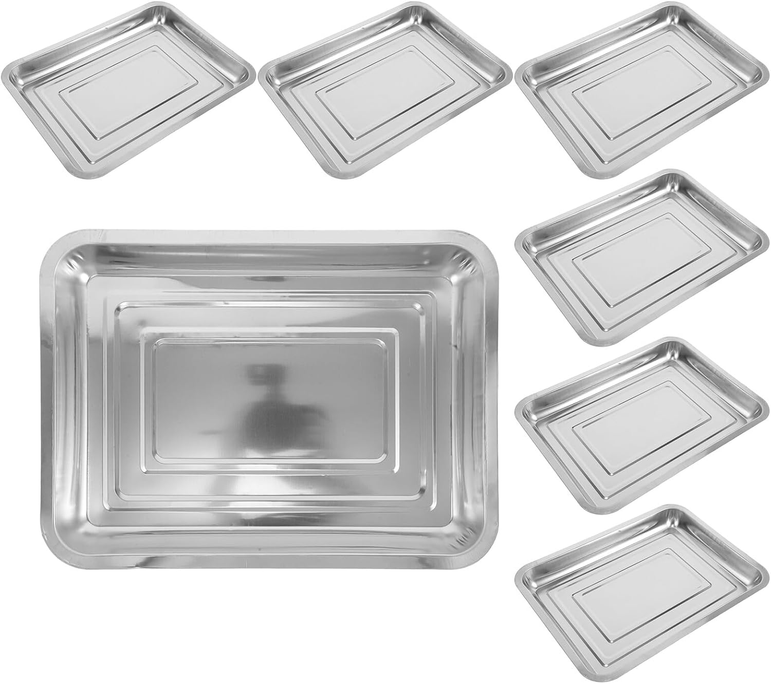 6pcs Stainless Steel Nursery Trays for Seedlings Indoor Planting Germination Trays 36×27×4.8cm Water Collection for Home and Professional Gardening