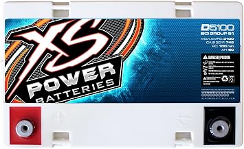 XS Power D5100 3100 Amp AGM Battery with M6 Terminal Hardware - Group 51 12 Volt 66Ah 872CA Deep Cycle AGM Powercell for Car Audio Systems and Performance Cars