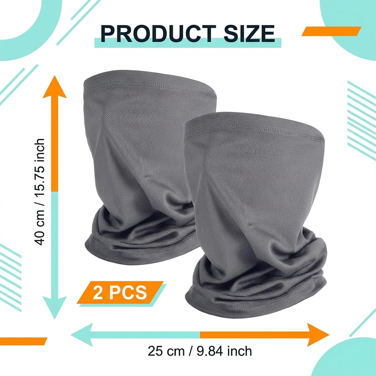 2 PCS Neck Gaiter Sun Protection, Cooling Neck Gaiter Breathable Mesh Holes Necks Gaiters UV Protection Wind Dust Proof for Men Women Hiking Travel Fishing Bicycle, Grey