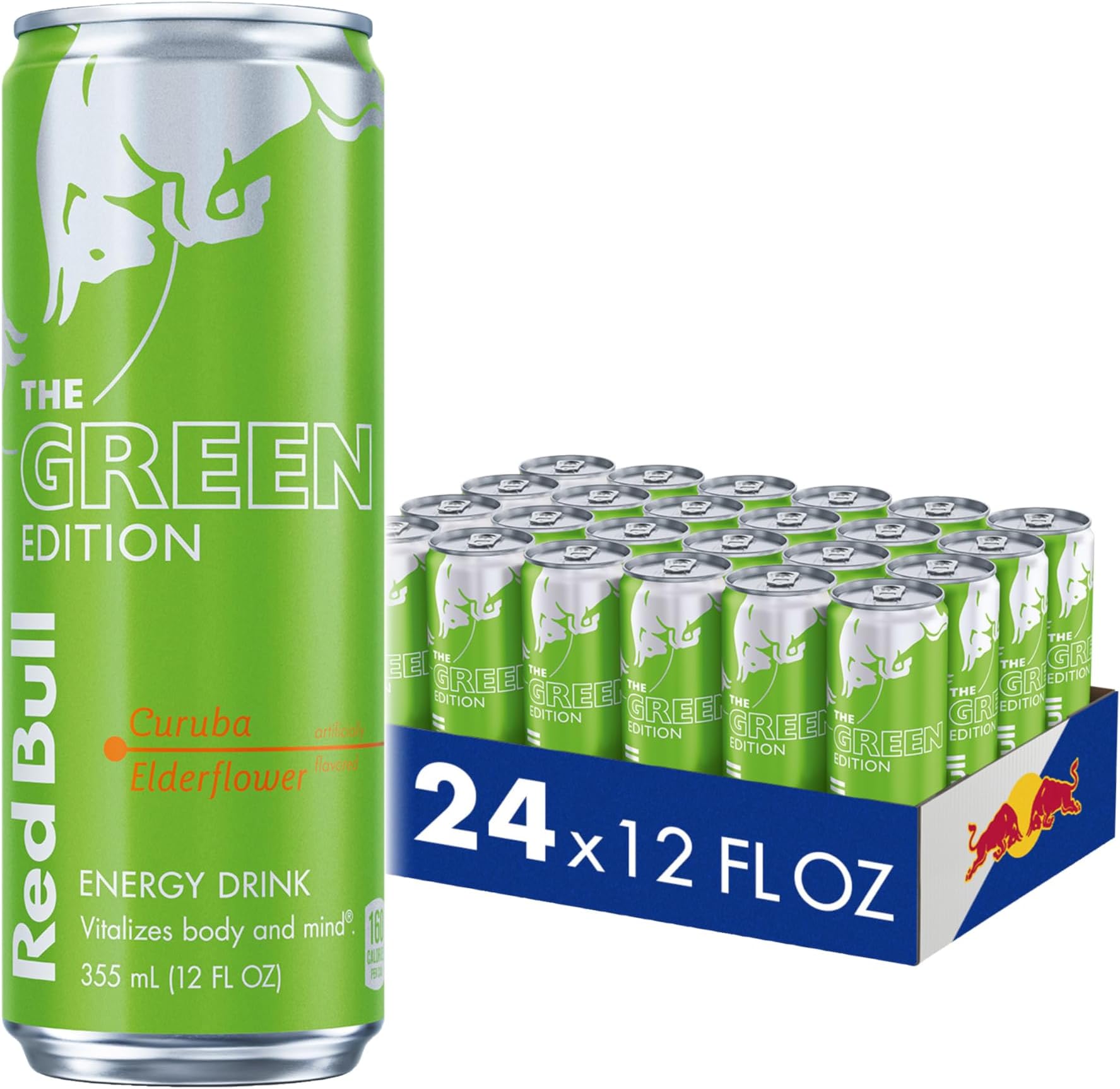 Green Edition Energy Drink, Curuba Elderflower, with 114mg Caffeine plus Taurine & B Vitamins, 12 Fl Oz, Pack of 24 Cans