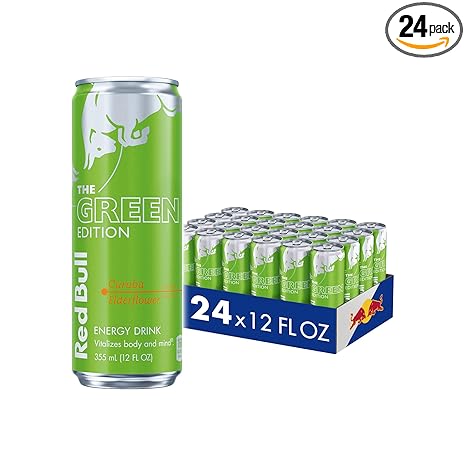 Red Bull Green Edition Energy Drink, Curuba Elderflower, with 114mg Caffeine plus Taurine & B Vitamins, 12 Fl Oz, Pack of 24 Cans