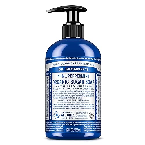 Vista 9 de Dr. Bronner's Jabón de azúcar orgánico (bebé sin perfume, 12 onzas) - Hecho con aceites orgánicos regenerativos certificados, azúcar y polvo