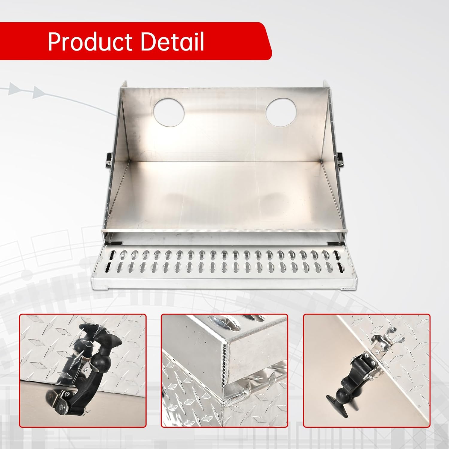 31 Inch Step Battery Box,Aluminum Diamond Plate Compatible With 378, 379,389, Cab Entry Box 31"x 30"x19"